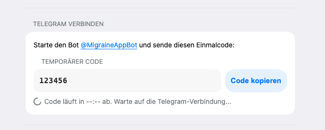 Screenshot der Telegram-Verknüpfung