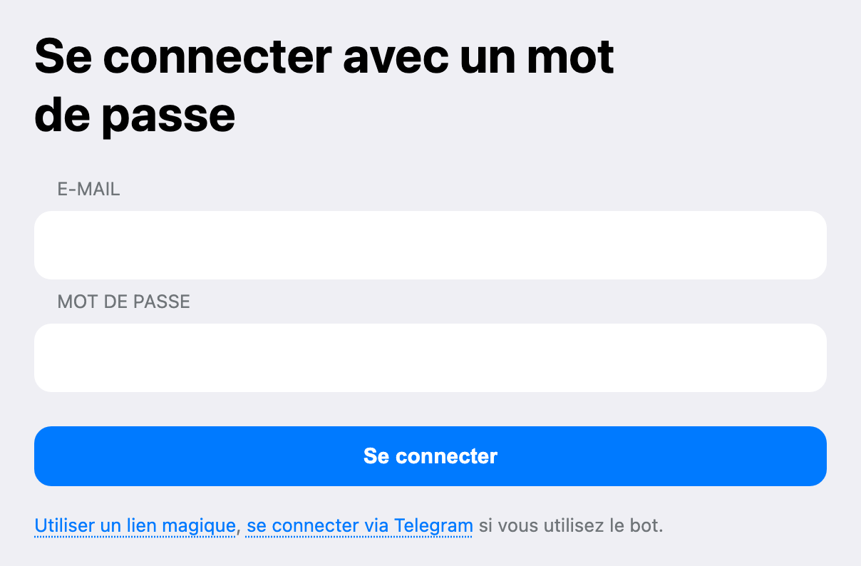 Capture d’écran de la connexion web